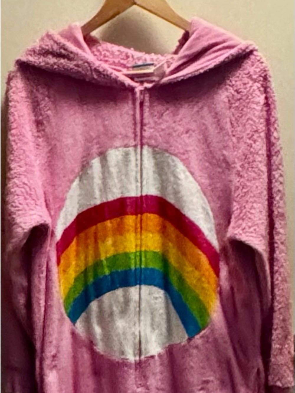Pink Care Bear Rainbow Plush One-Piece Pajama size XL